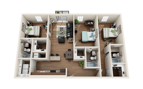 3 Bed 3 Bath Floor Plan at Oasis at Twinwood, North Carolina, 28403